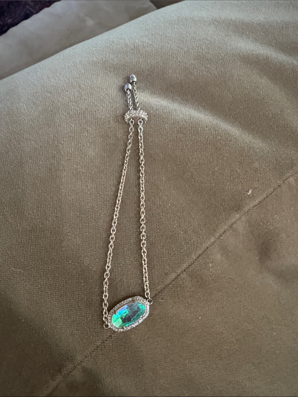 Kendra Scott Bracelet with Iridescent Green Oval Stone